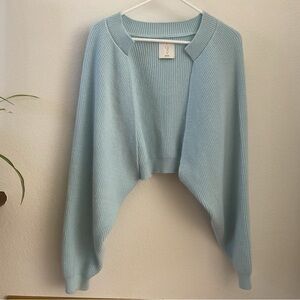 NWOT Joie Light Blue Women's Ribbed Sweater Shrug Open Cardigan One Size
